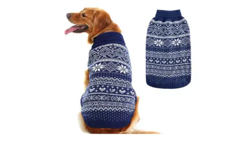 HOMIMP Dog Sweater Argyle - Warm Sweater Winter Clothes Puppy