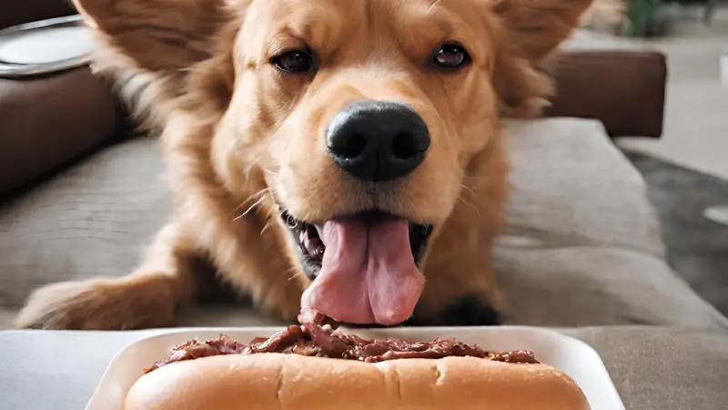 The dog eats Arby's Roast Beef photo