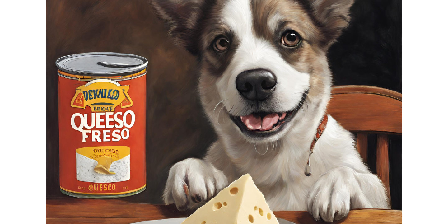 The dog eats Queso Fresco