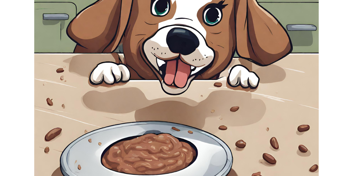 The dog eats Refried Beans photo