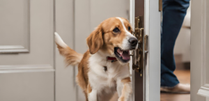 The dog opens the door by itself photo