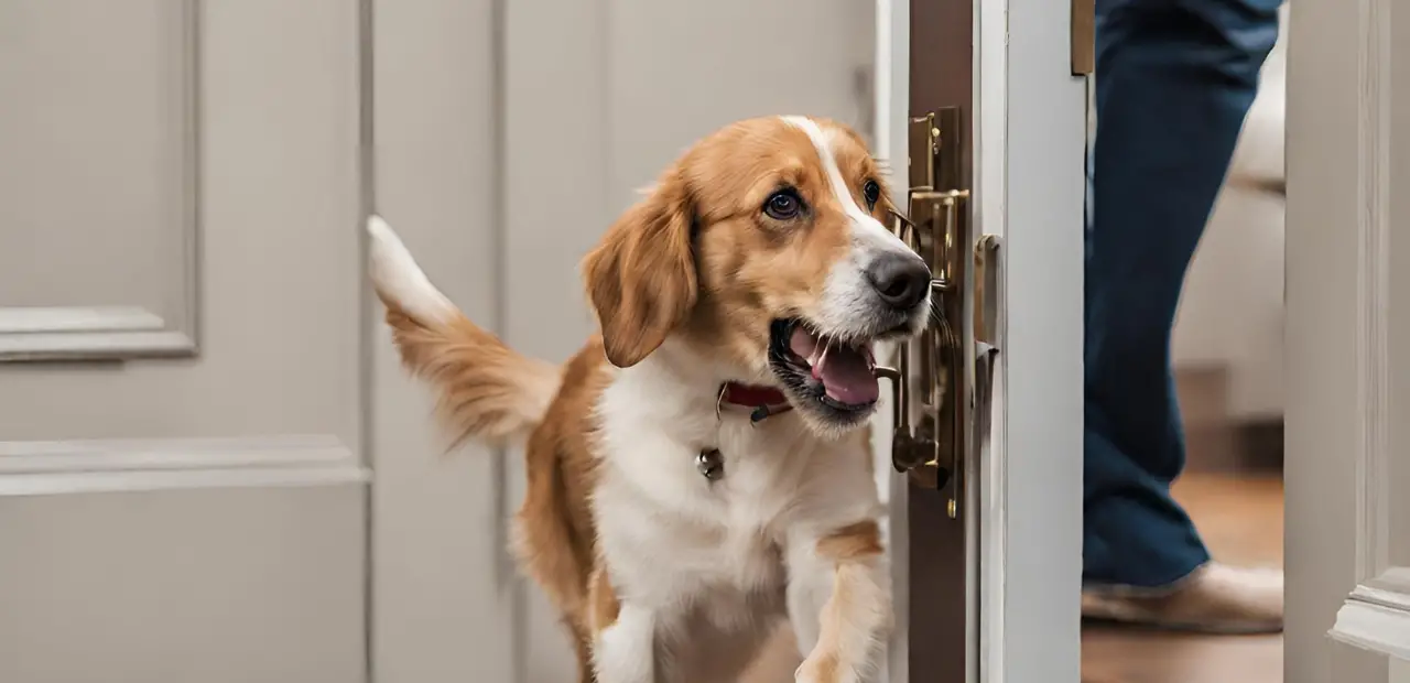The dog opens the door by itself photo
