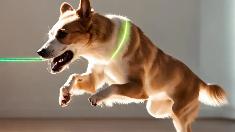 A dog runs after a laser pointer photo 2