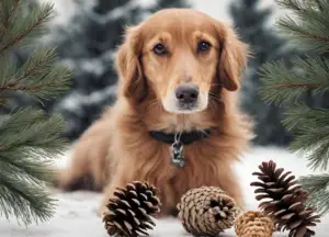 Dog and Pine Cones