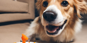 Dog eats a cracker Goldfish photo