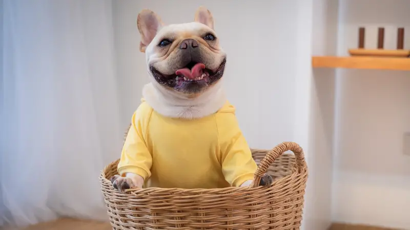 French Bulldog in the basket