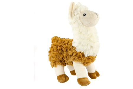 Giftable World Pet 9 Plush Pet Toy Standing White and Brown Llama with Squeaker photo