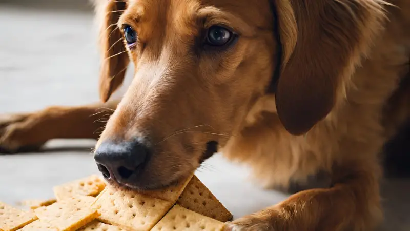 The dog eats Triscuits photo 2