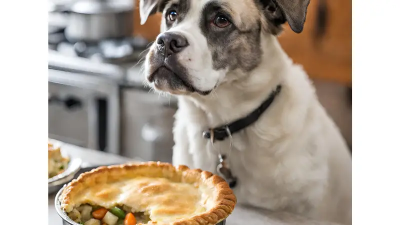The dog looks at Chicken Pot Pie photo 3