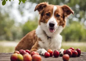 The dog looks at Jujube Fruit photo