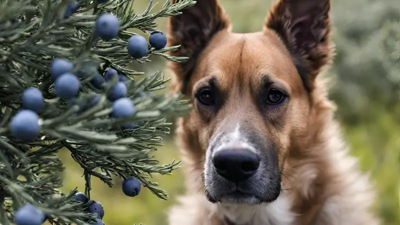 The dog looks at Juniper Berries 2