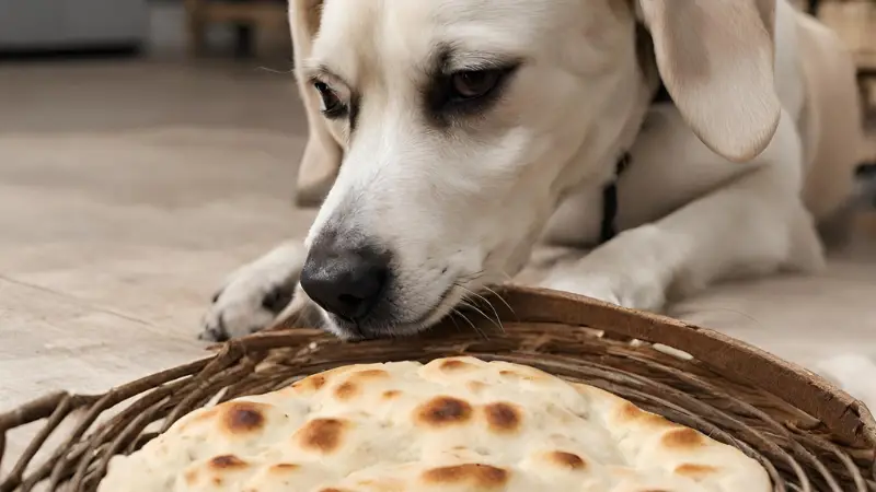 The dog looks at Naan Bread photo 2