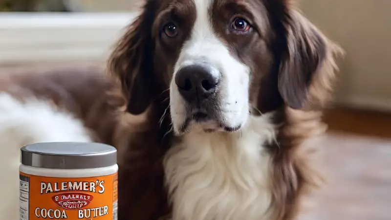 The dog looks at Palmer's Cocoa Butter photo 1