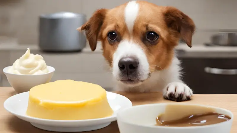 The dog looks at Vanilla Pudding photo 2