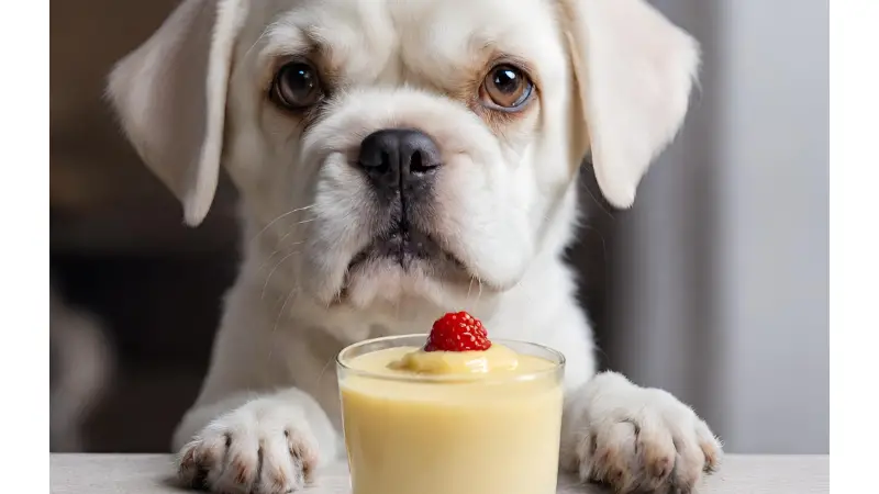 The dog looks at Vanilla Pudding photo 3
