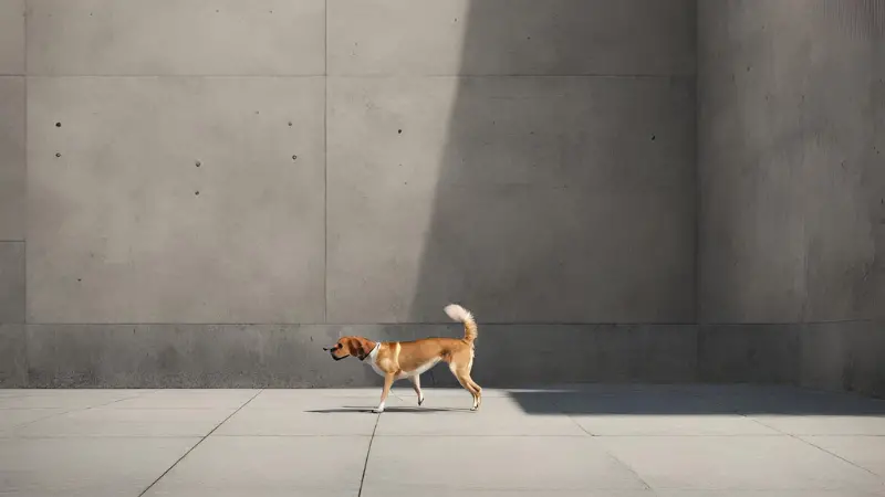 dog walking on concrete photo 2
