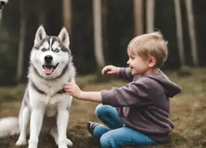 Husky and child photo